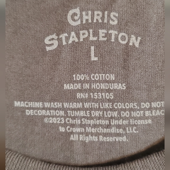 Chris Stapleton Charcoal Graphic Men's T-Shirt. Sz L - Picture 2 of 5